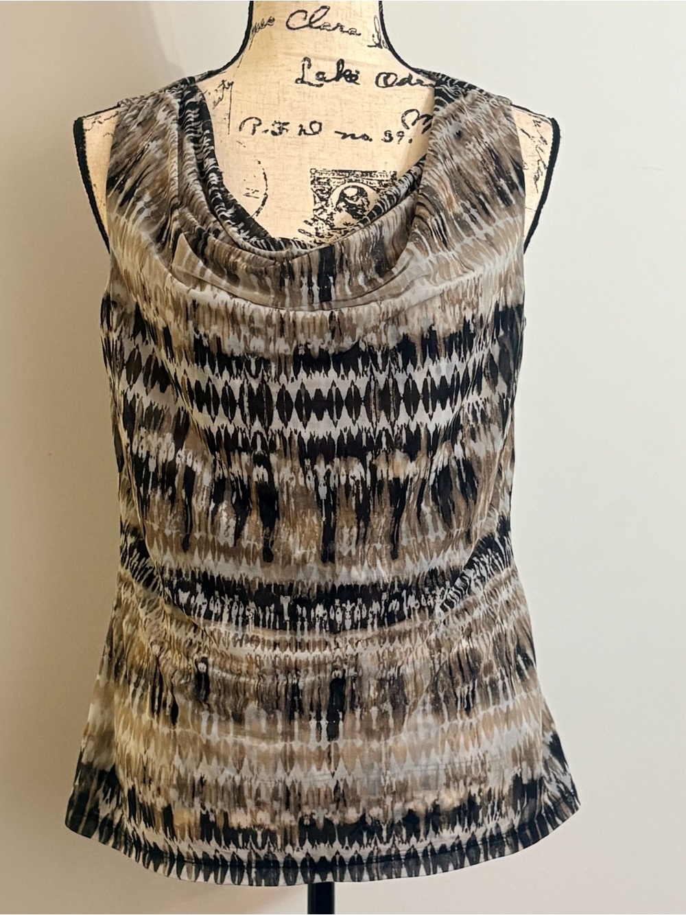 212 Collection Sleeveless Cowl Neck Camisole in Brown and Black